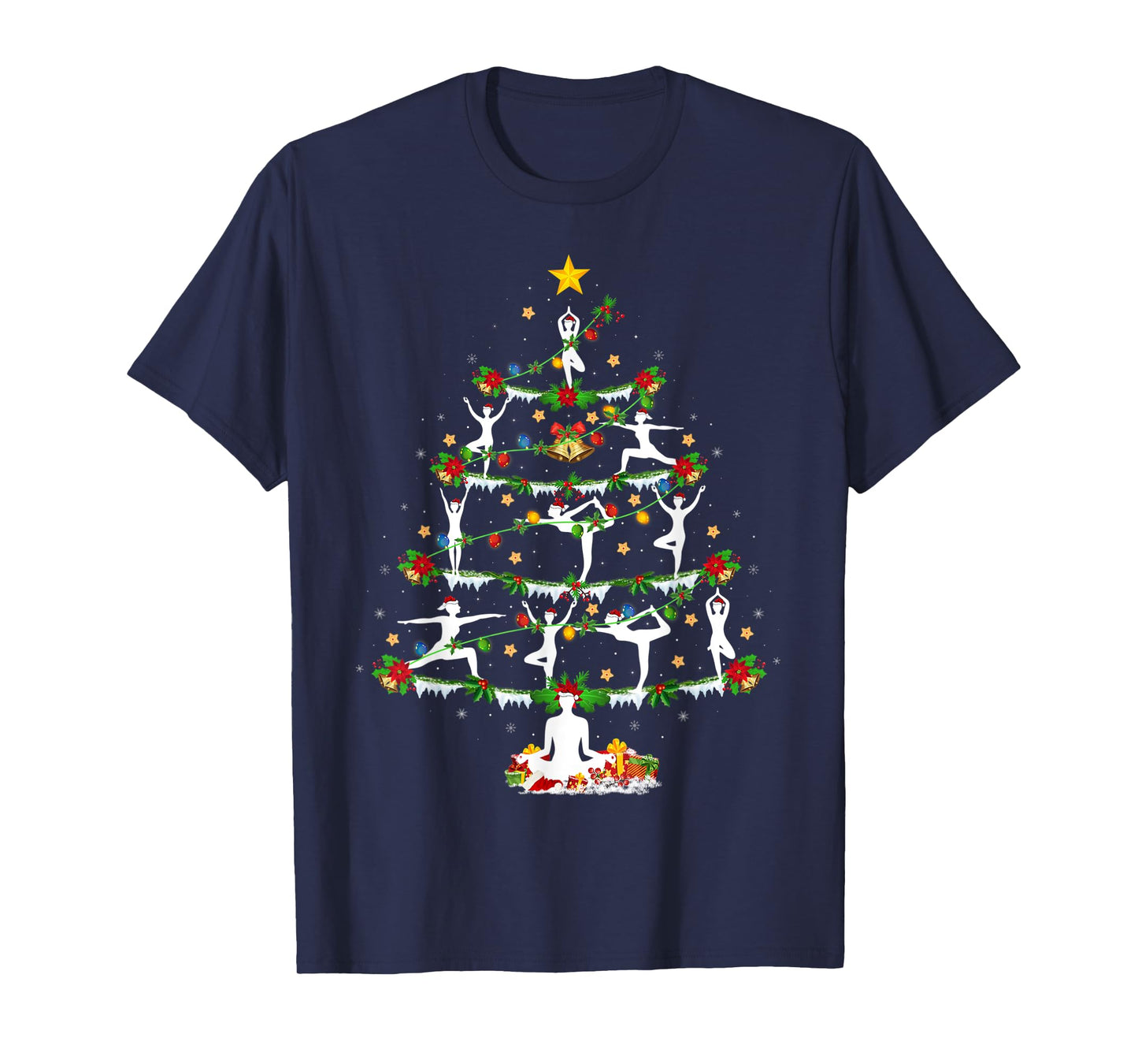 Yoga Lover Xmas Lighting Yoga Christmas Tree T-Shirt