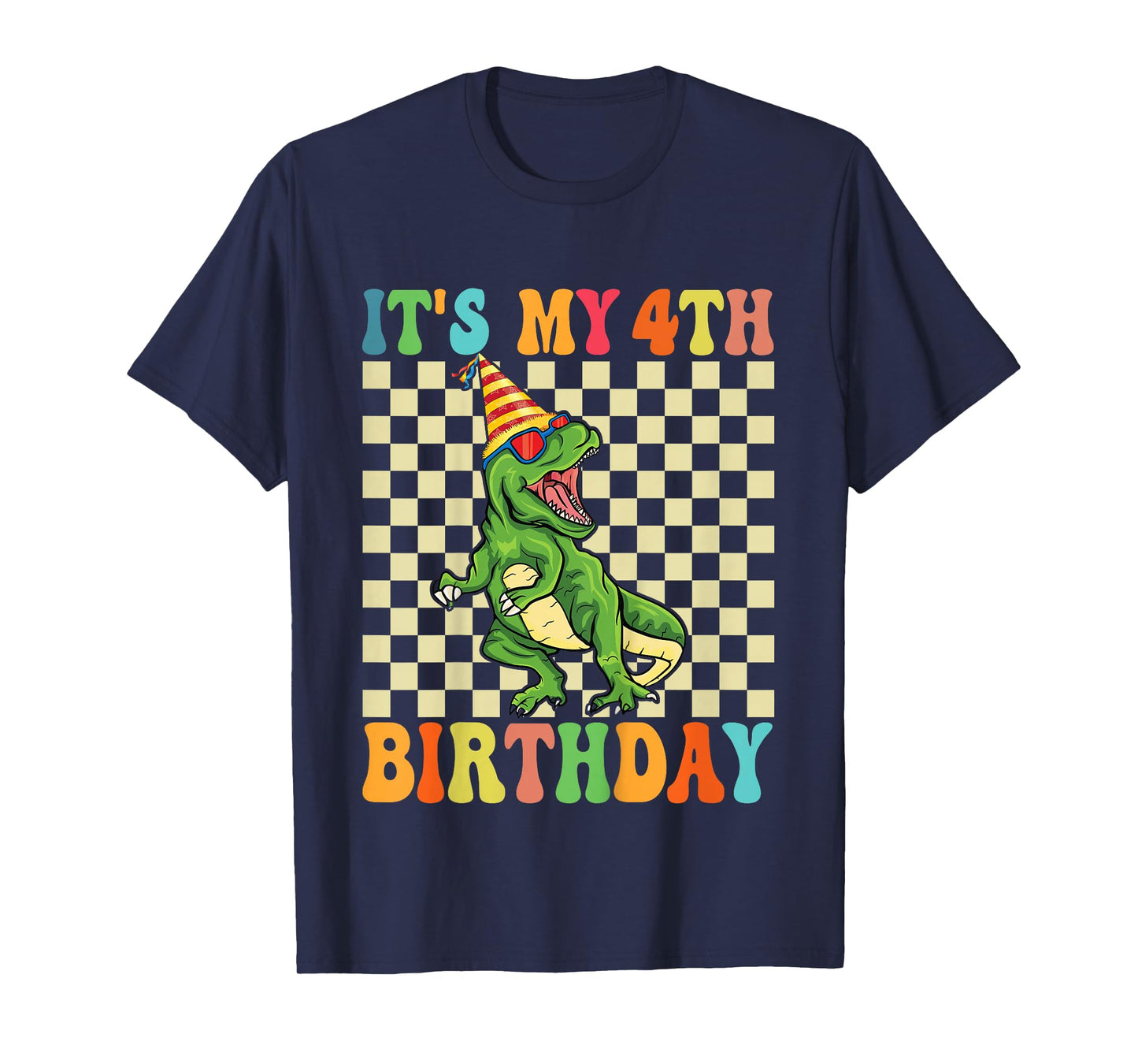 Kids 4 Year Old Gifts It's My 4th Birthday Boys Dinosaur T Rex T-Shirt
