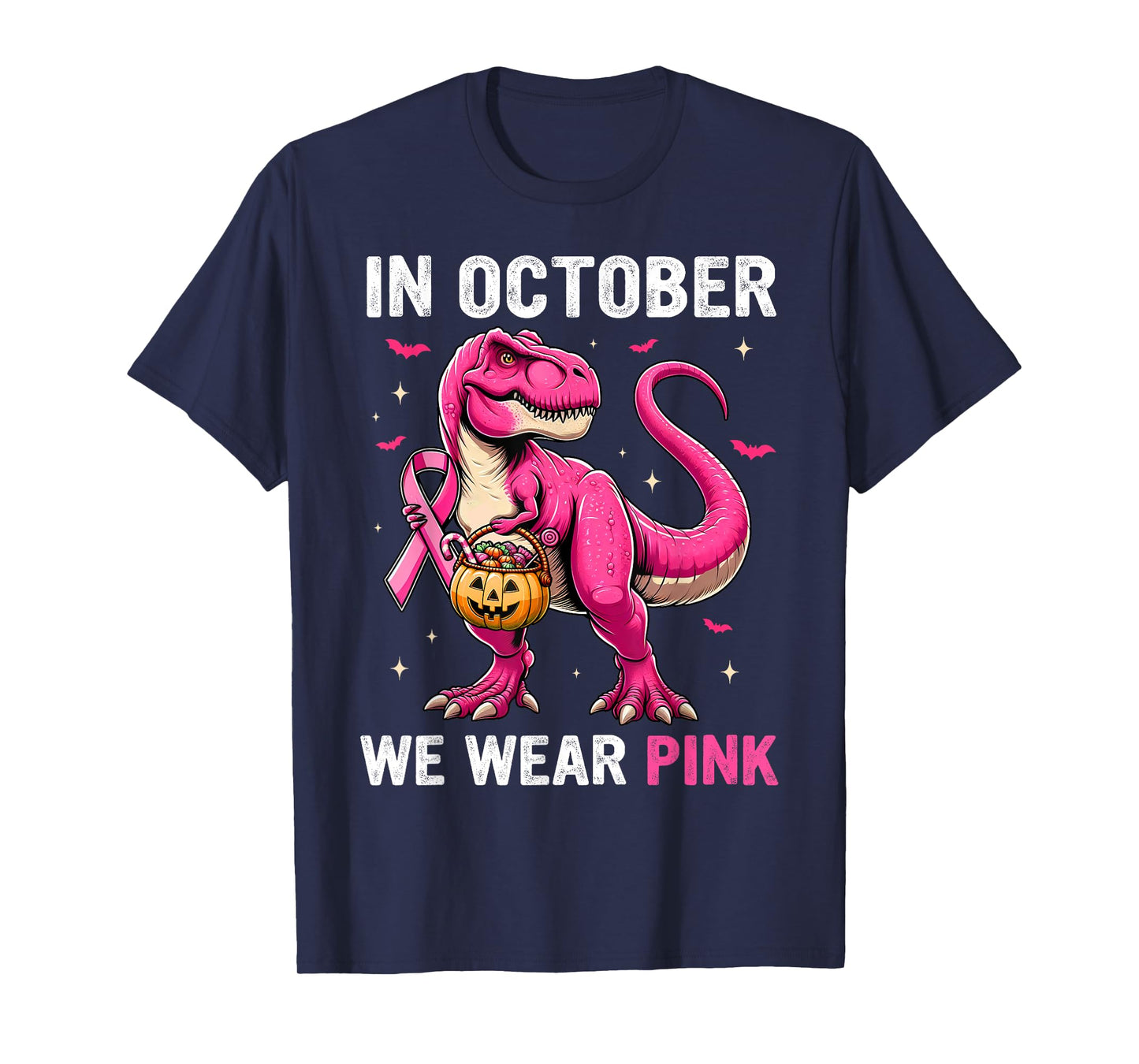 In October We Wear Pink Dinosaur Boys Kids Breast Cancer T-Shirt