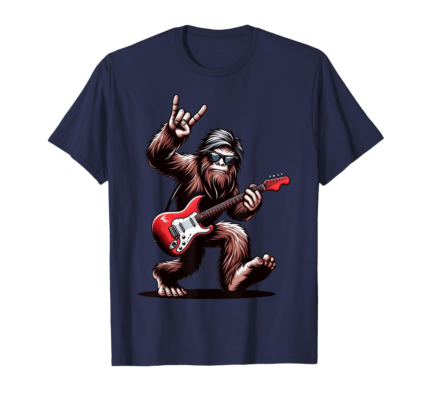 Bigfoot Rock On Sasquatch Rock And Roll Playing Guitar Music T-Shirt