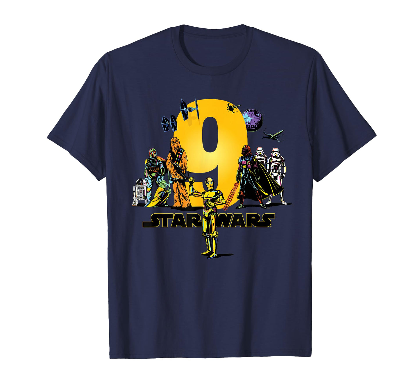 Star Wars Classic Characters Ninth Birthday 9 Years Old T-Shirt