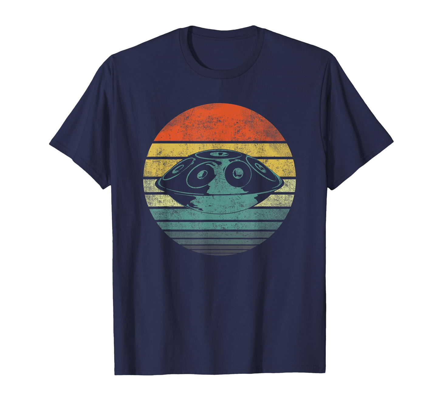 Handpan Hang Drum Musik Yoga Relax Sunset Retro T-Shirt