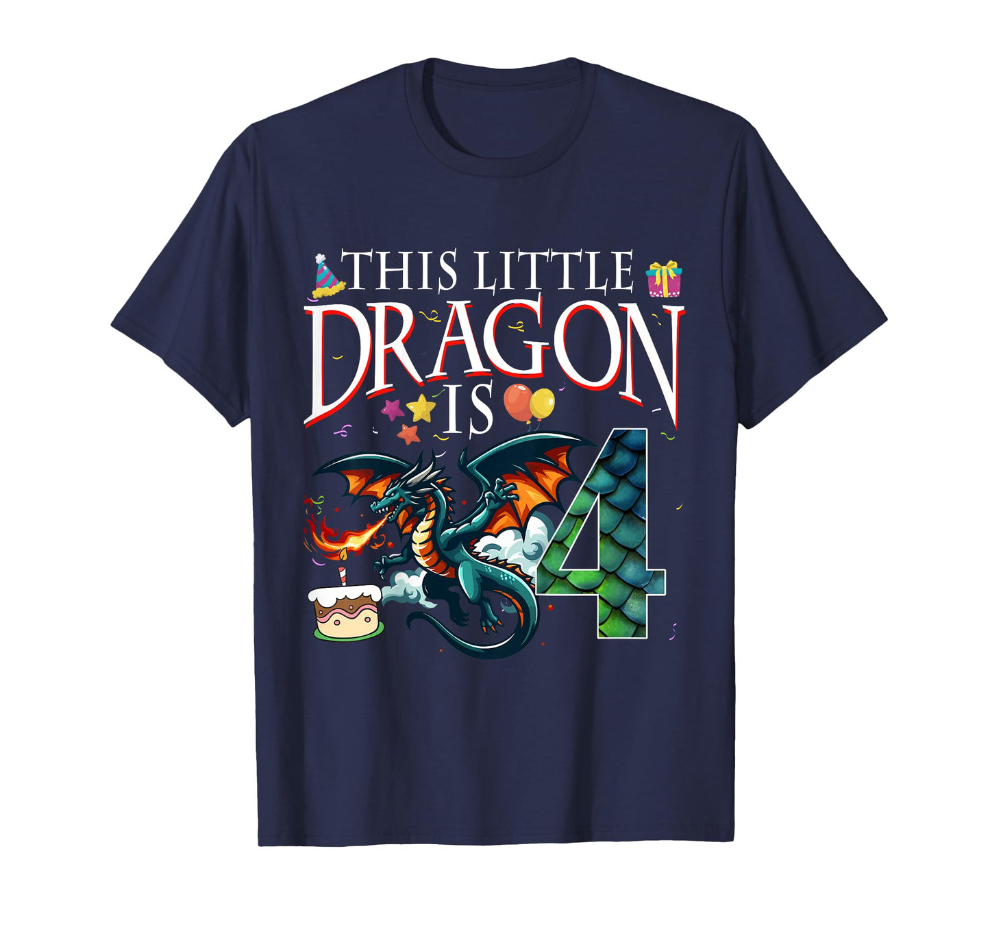 Turning 4 Years Old Birthday Boy Dragon 4th Bday Girl T-Shirt