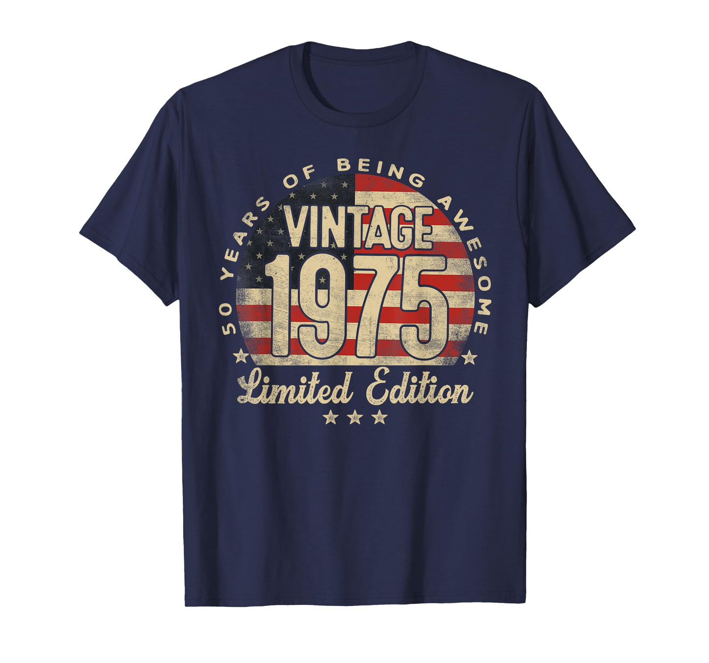 Vintage 1975 Limited Edition 50-Year-Old Gifts USA Flag T-Shirt