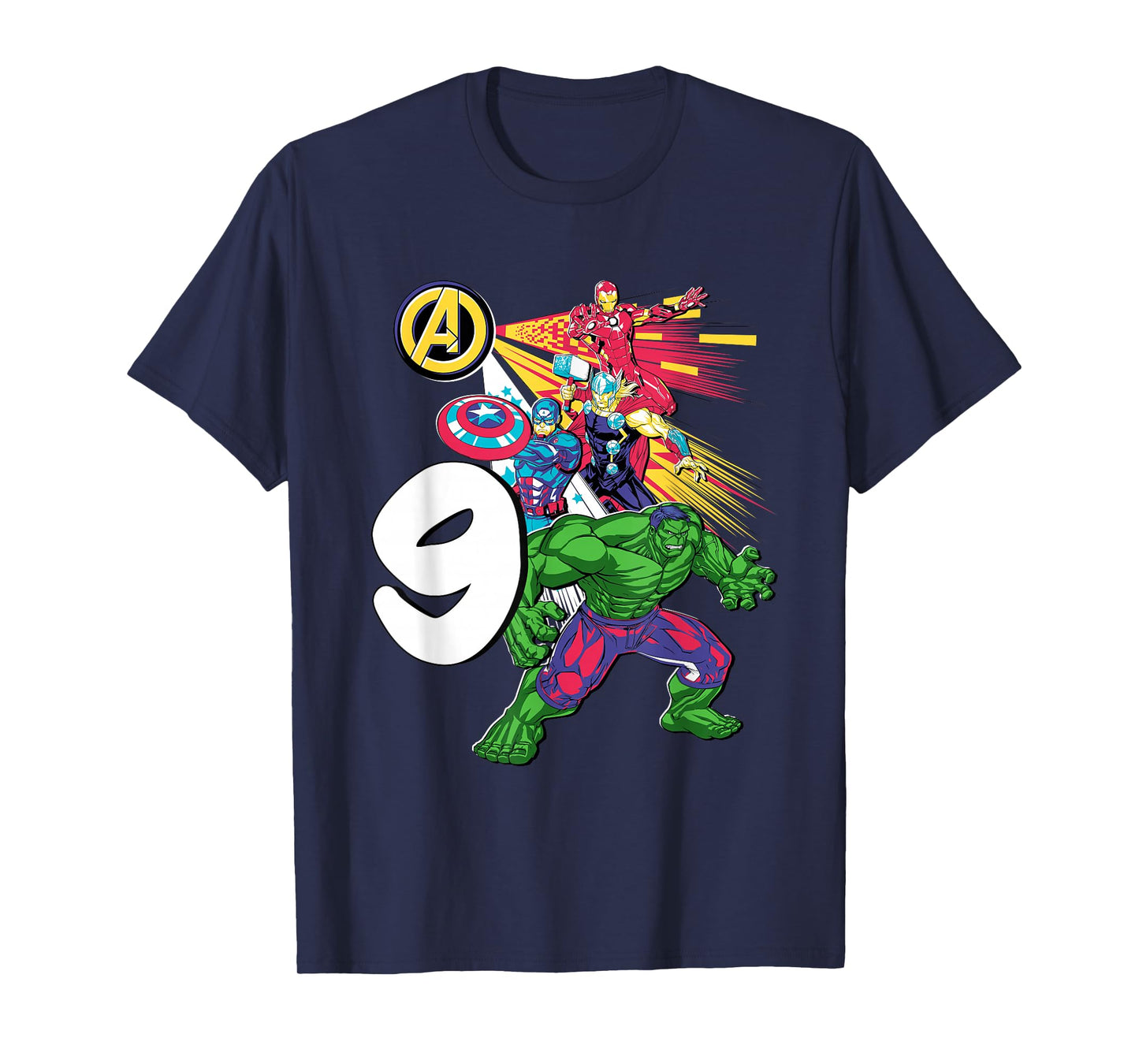 Marvel Super Heroes Avengers 9 Year Old Ninth Birthday T-Shirt