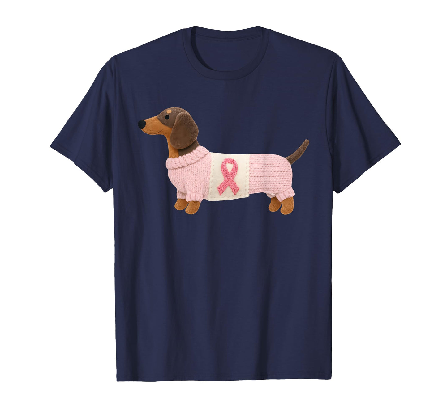 Dachshund Pink Ribbon Breast Cancer Awareness Support T-Shirt