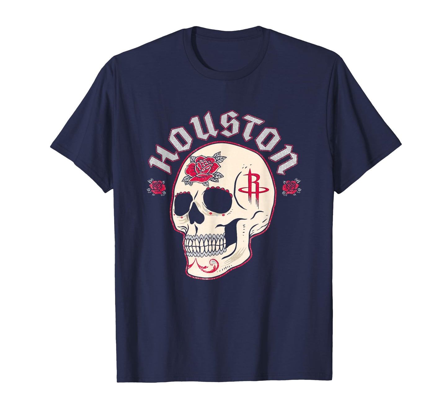 NBA Houston Rockets Halloween Floral Skull T-Shirt