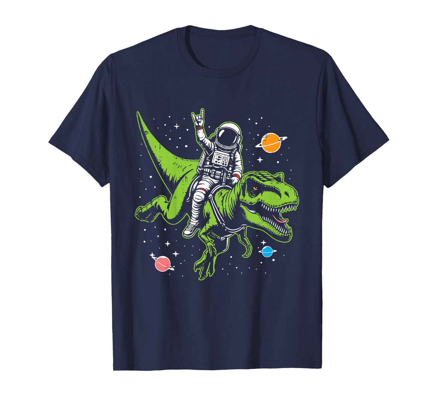 Kids Astronaut On Dino Trex Rock Space Rocker Boys Kids Toddler T-Shirt