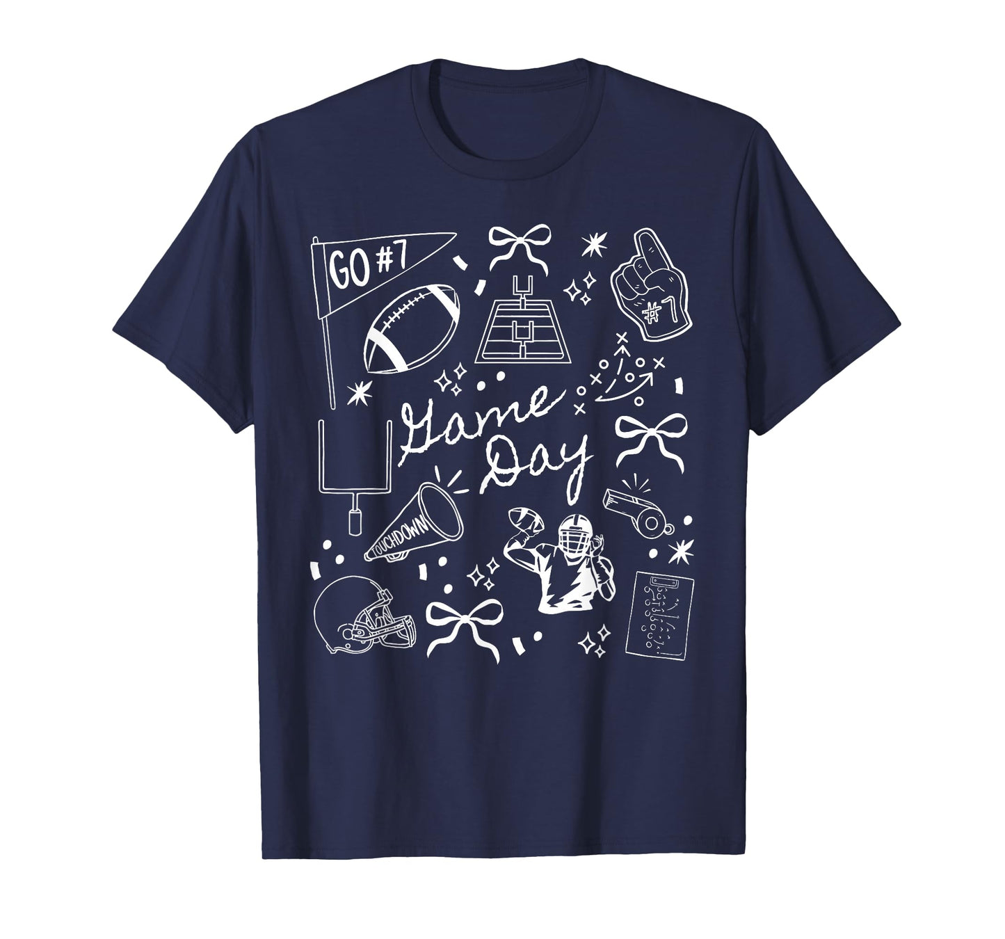 Touchdown Cheer American Football Game Day Coquette Bow T-Shirt