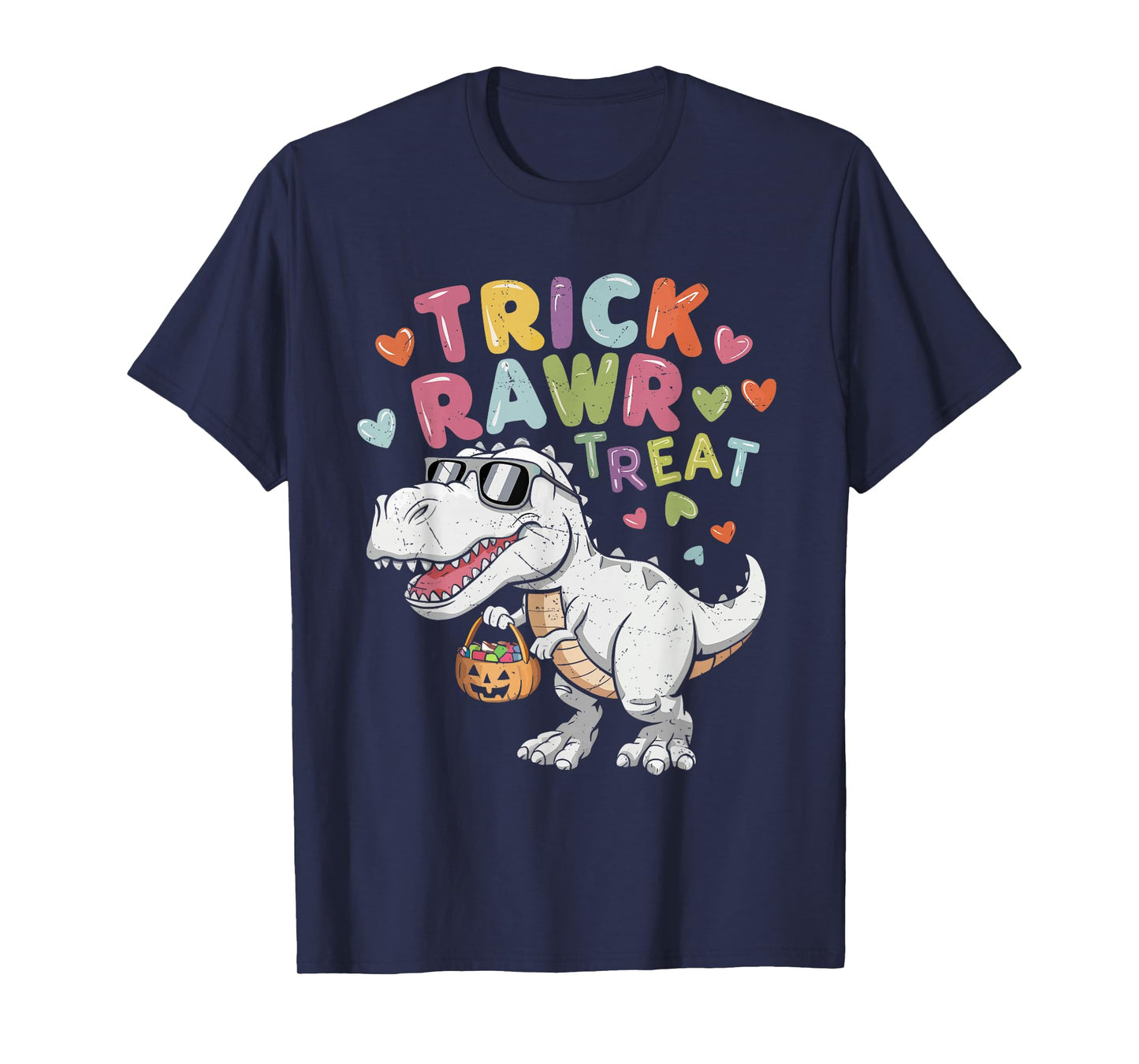 Trick Rawr Treat Ghost Dino Trex Toddler Boys Halloween Kids T-Shirt