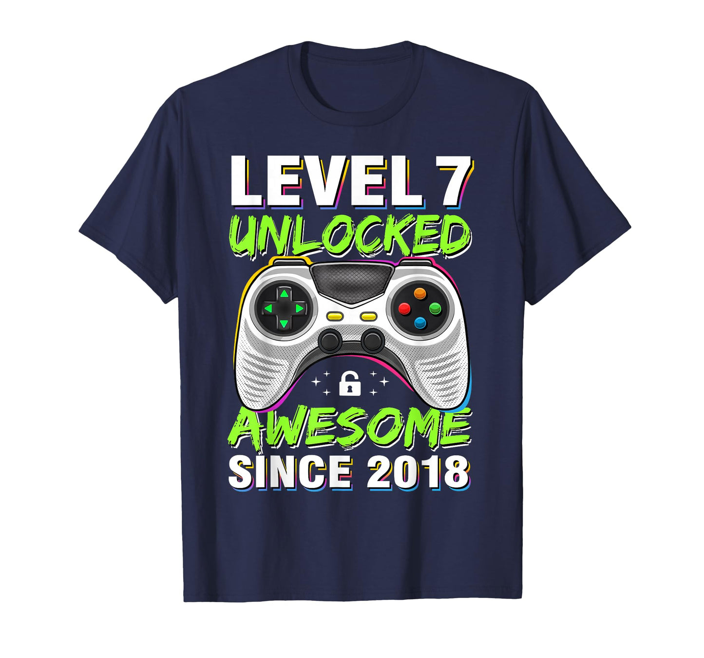 Level 7 Unlocked Awesome Since 2018 7th Birthday Gaming Boys T-Shirt