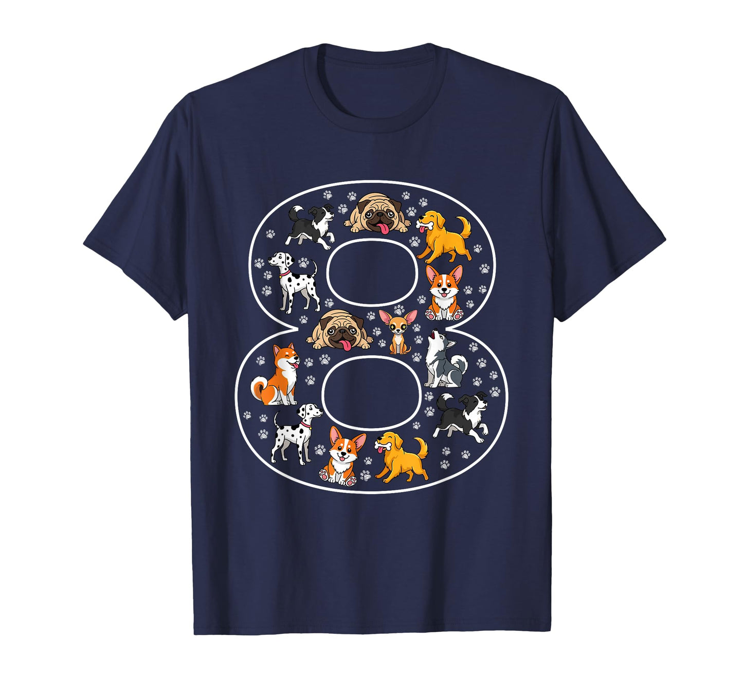 8th Birthday 8 Year Old Dogs Boys Girls Puppy T-Shirt