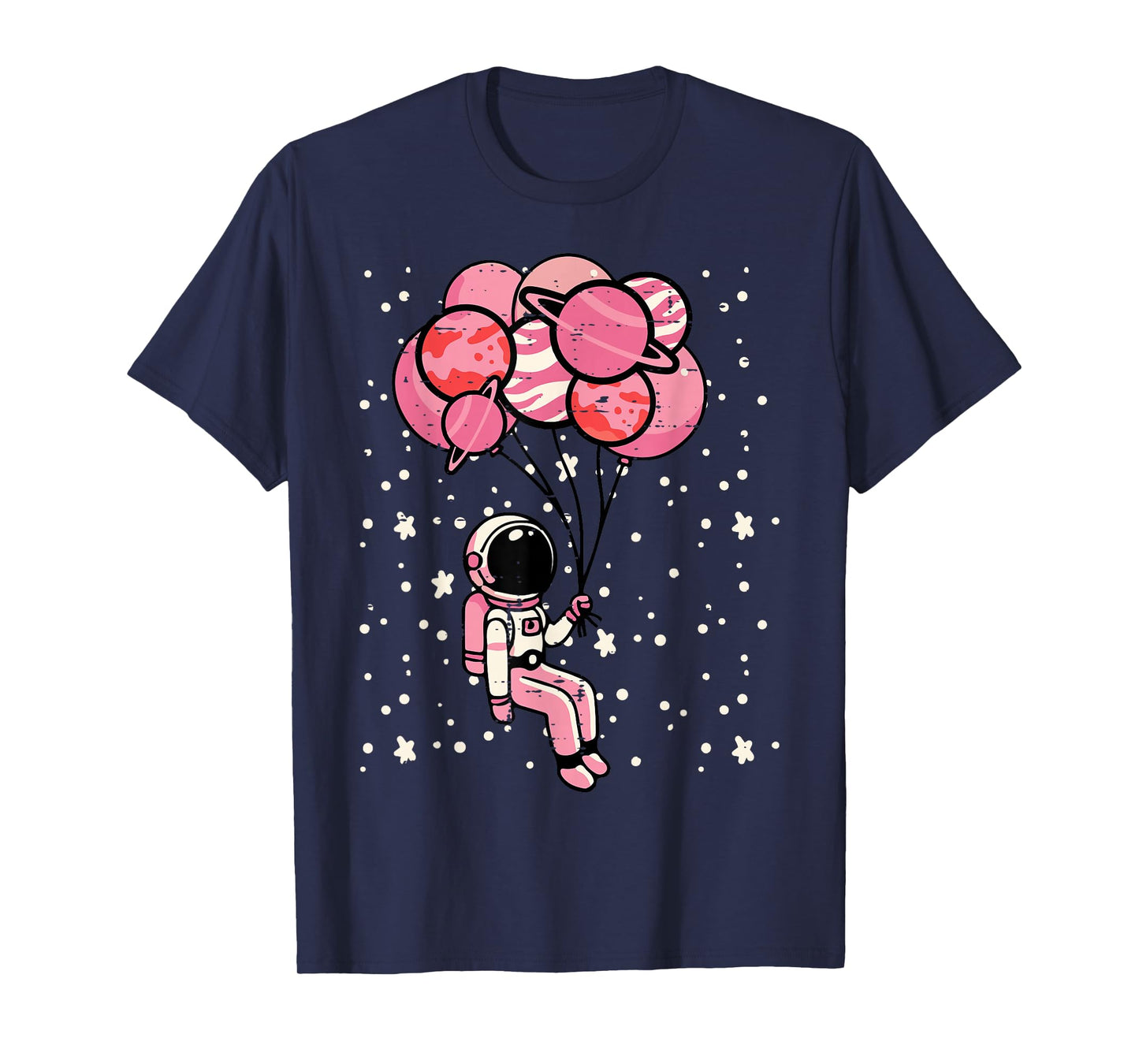 Astronaut Balloon Planets Space Galaxy Girls Kids Toddler T-Shirt