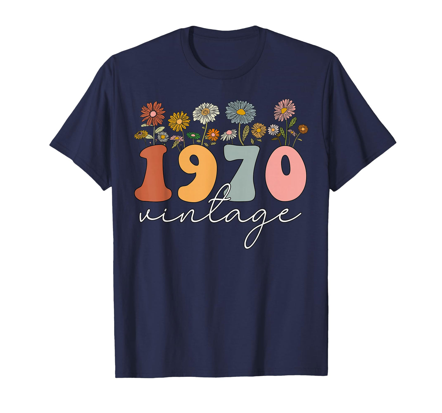 Vintage 1970 Wildflower Floral 55th Birthday Women Girls T-Shirt