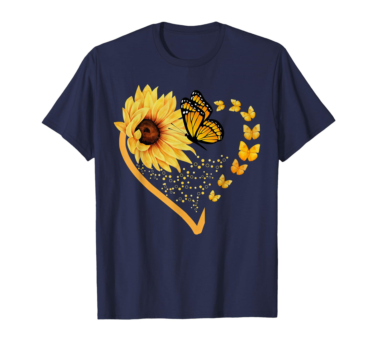 Sunflower Butterfly Heart Summer Floral Girls Women Kids T-Shirt