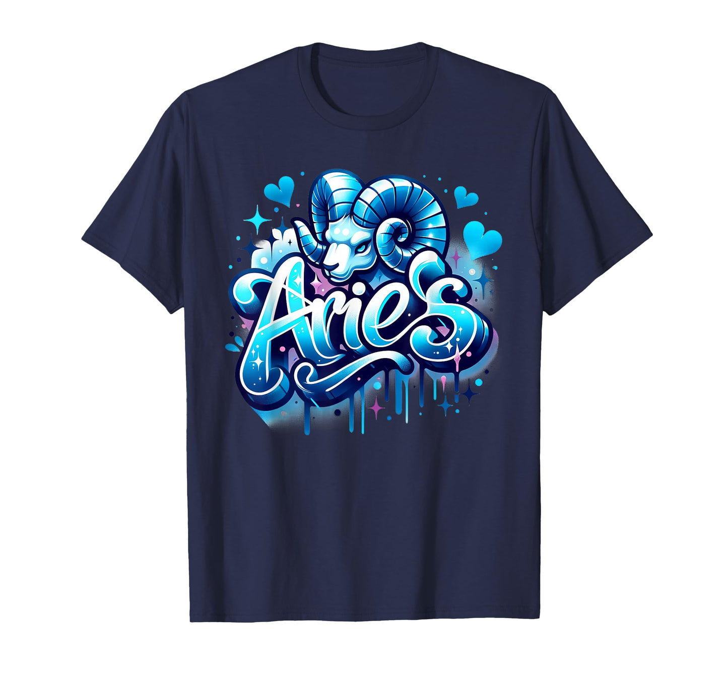 Blue Aries Zodiac Star Sign T-Shirt