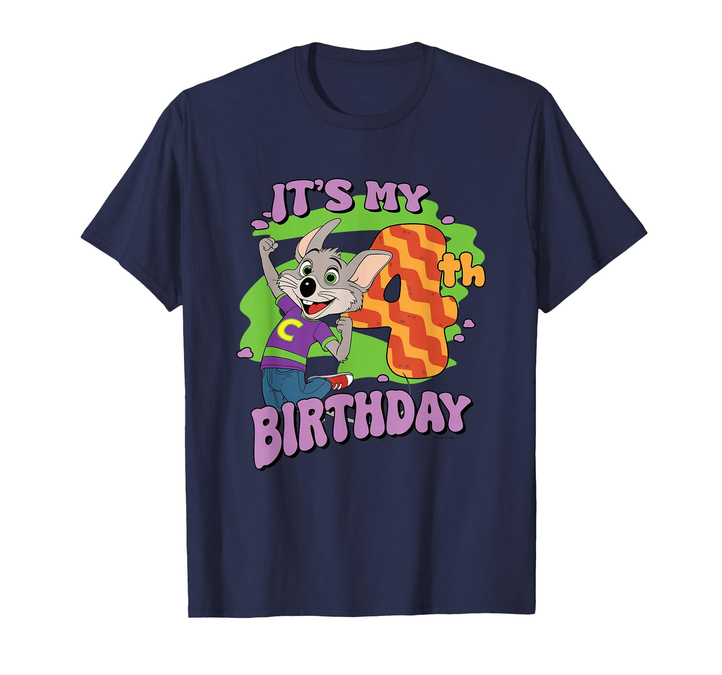 Chuck E. Cheese It's My 4th Birthday Happy Chuck Chest Logo T-Shirt