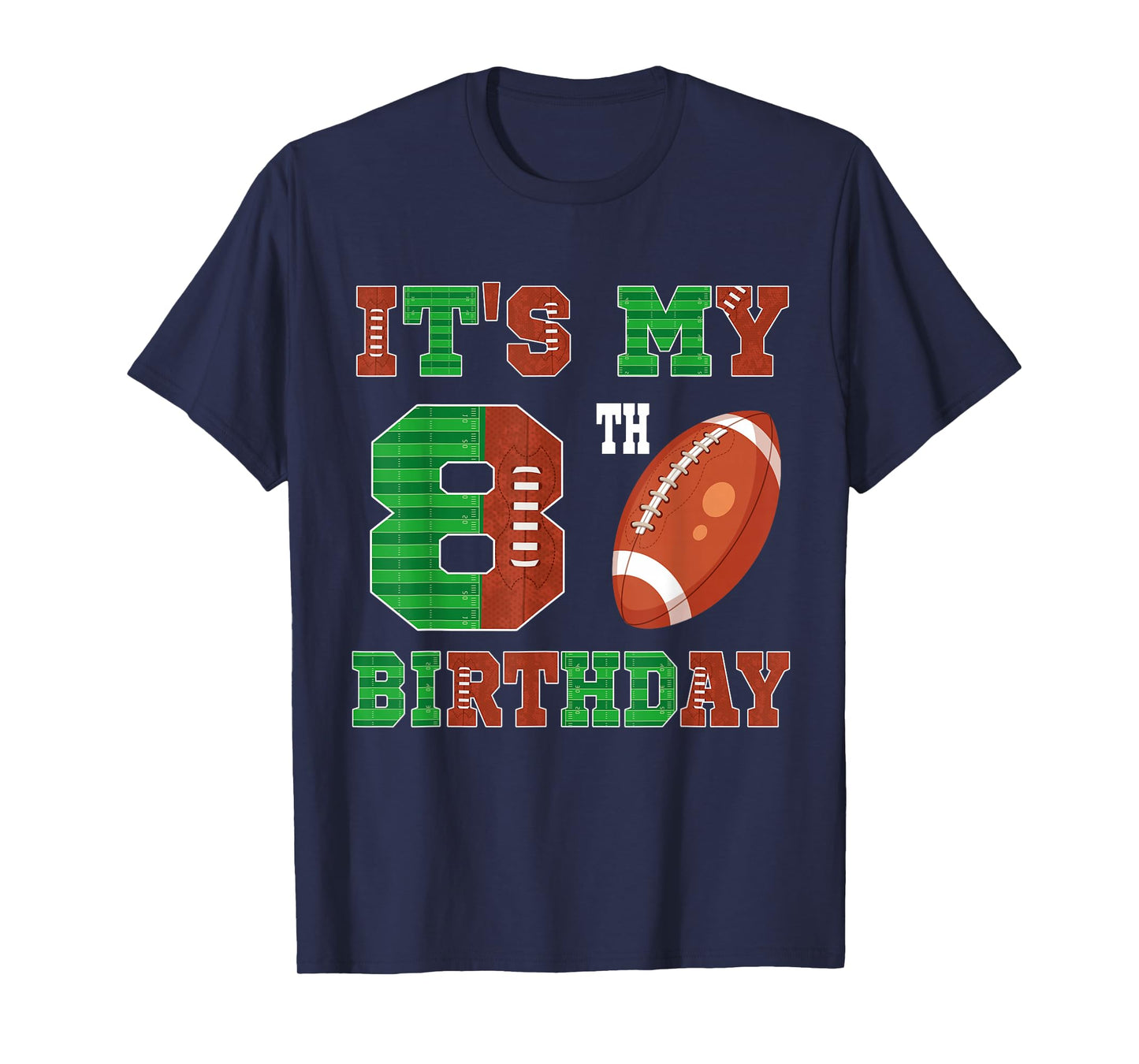 8th Birthday Football Theme 8 Year Old Football Player T-Shirt