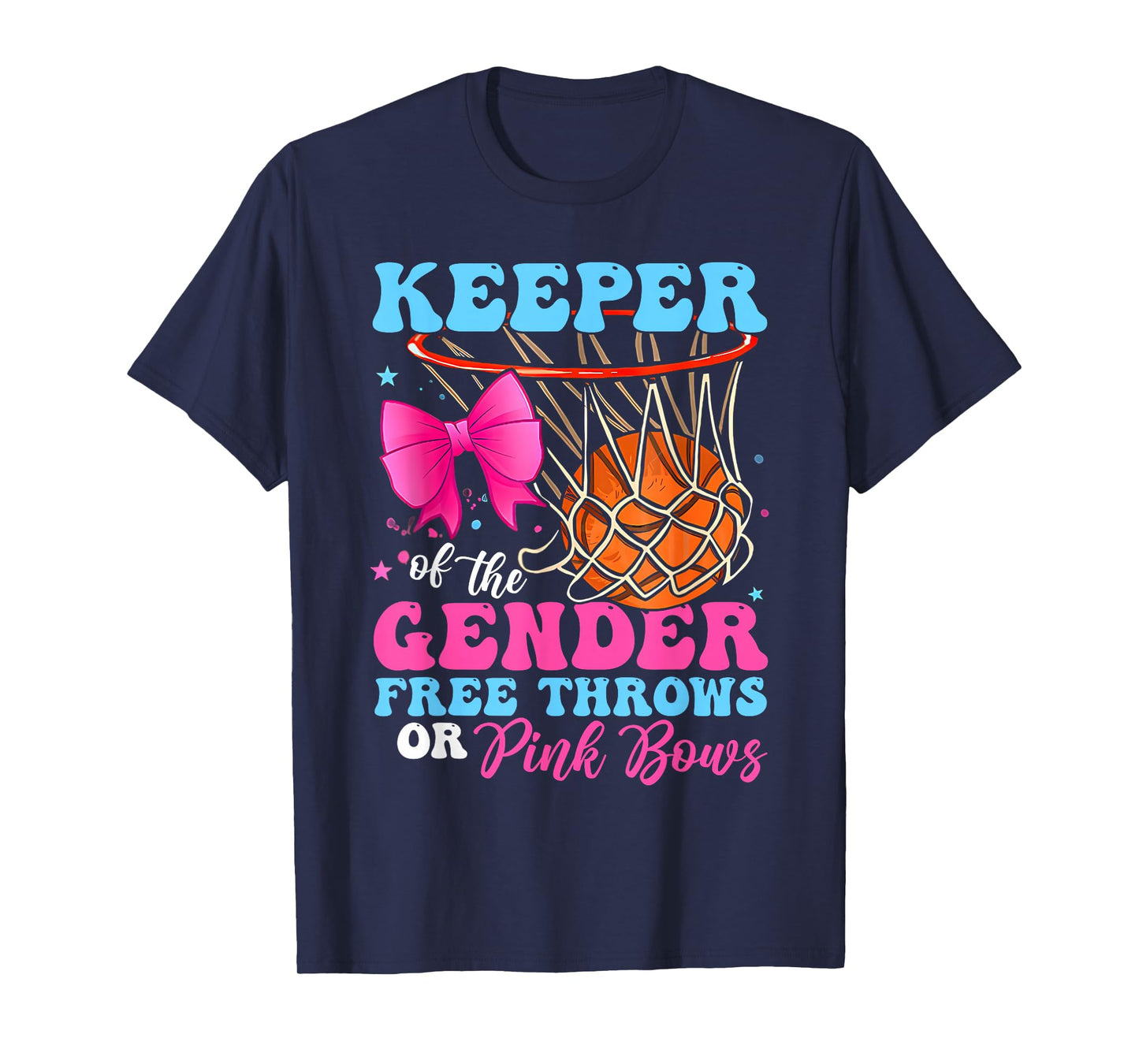 Keeper of the Gender Reveal Free Throws or Pink Bows Party T-Shirt