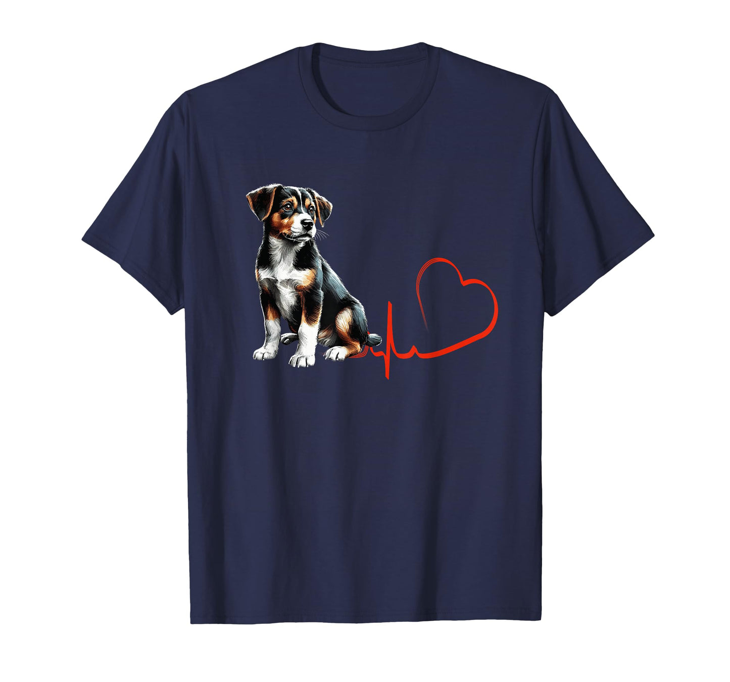 Mountain Feist Dog Heartbeat EKG Funny Dogs Owner & Lover T-Shirt