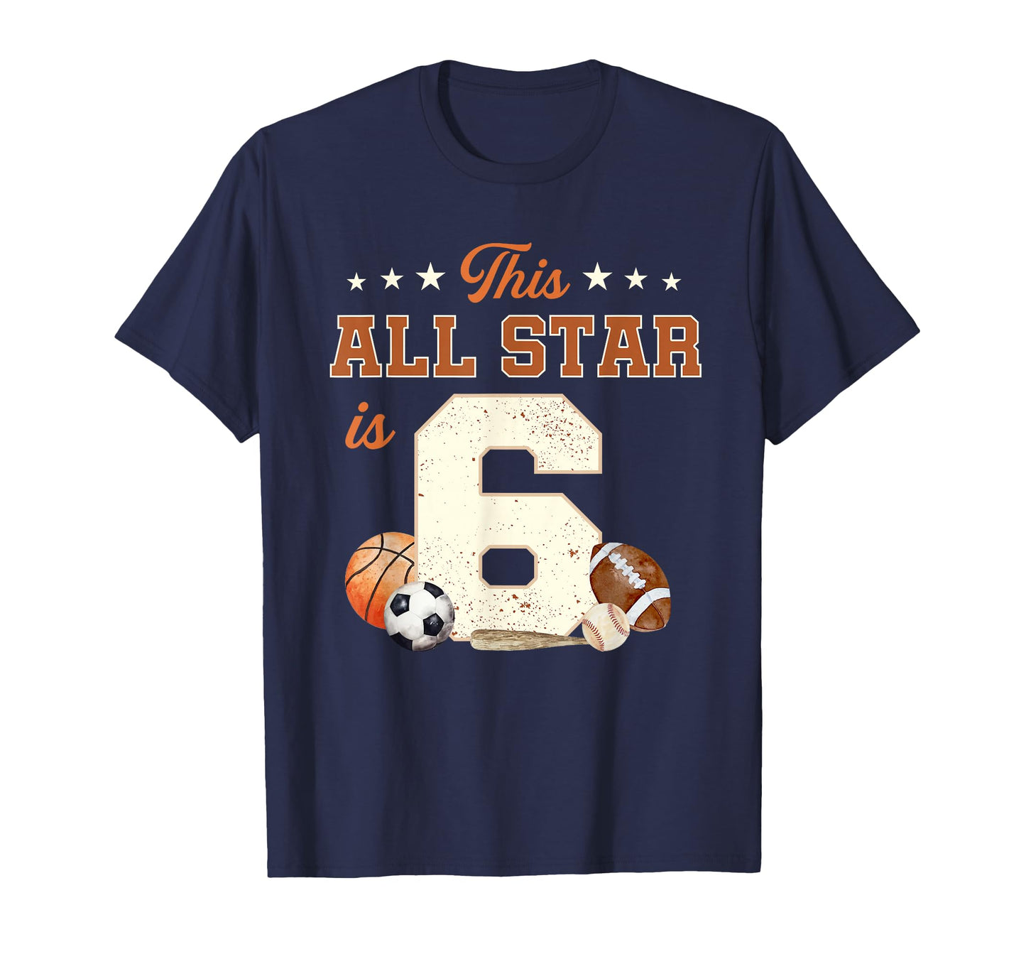 This All Star is 6 Year Old Boy 6th Birthday Sports T-Shirt
