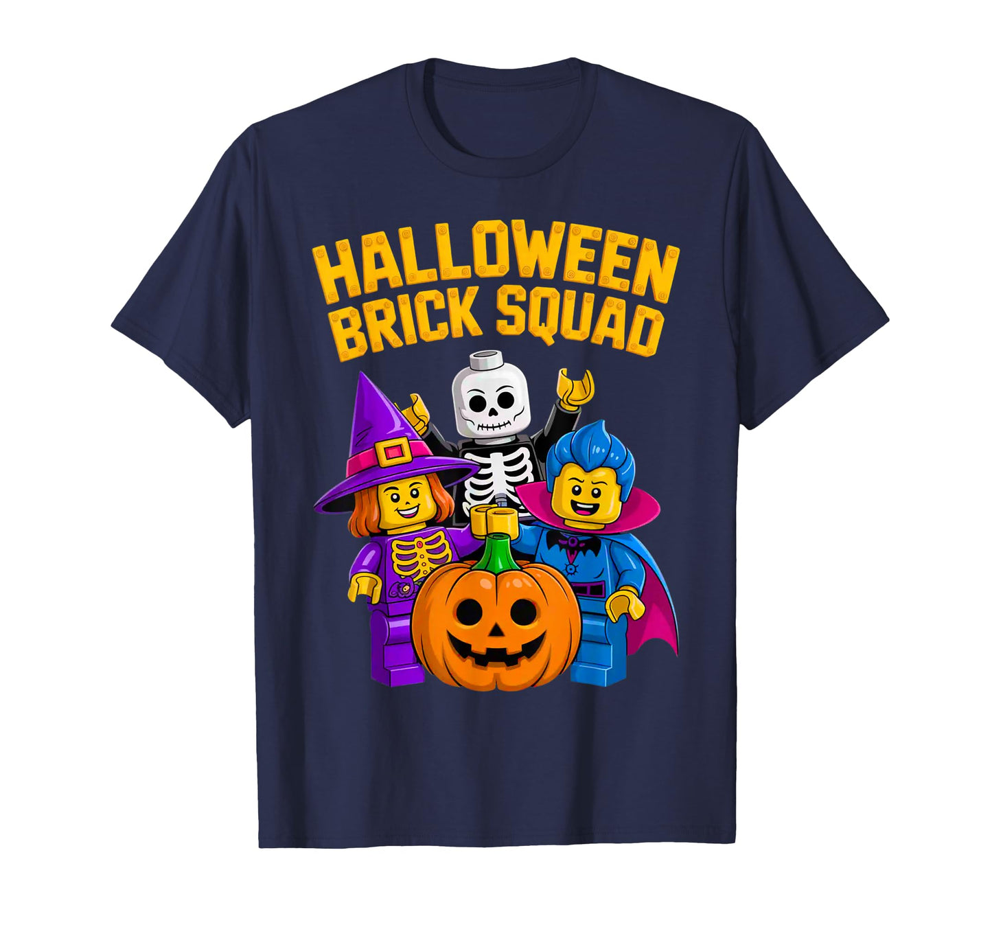 Halloween Brick Squad Costume Master Builder Blocks Building T-Shirt