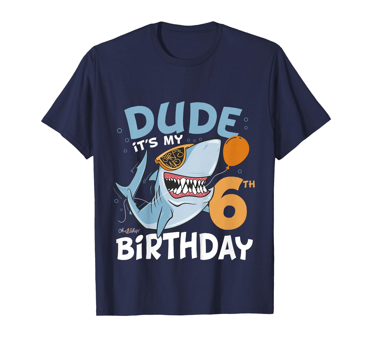 Kids Dude it's my 6th Birthday - Fun Shark 6th Birthday Boy T-Shirt