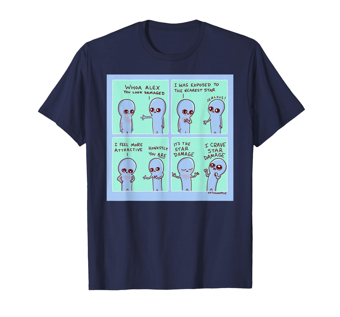 Threadless Nathan W. Pyle Strange Planet Star Damage Graphic T-Shirt