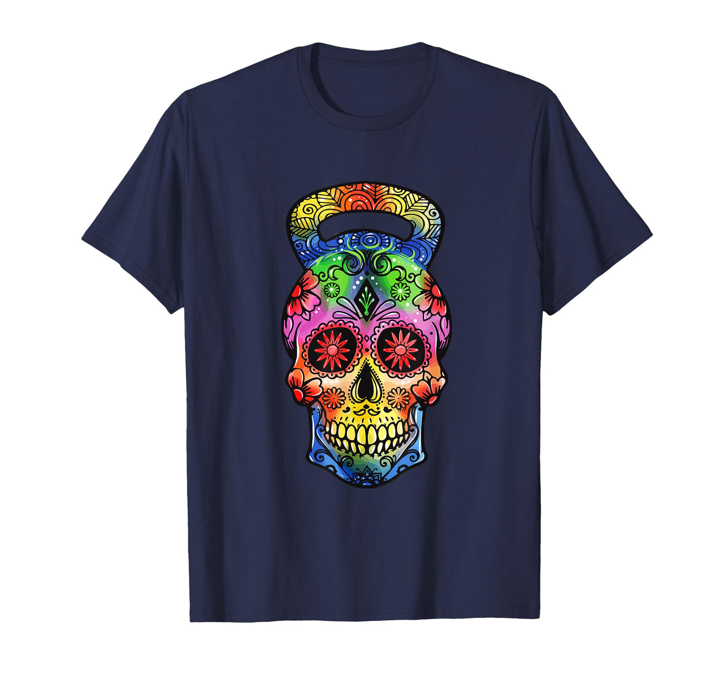 Kettlebell Sugar Skull Weight Lifting Exercise Workout T-Shirt