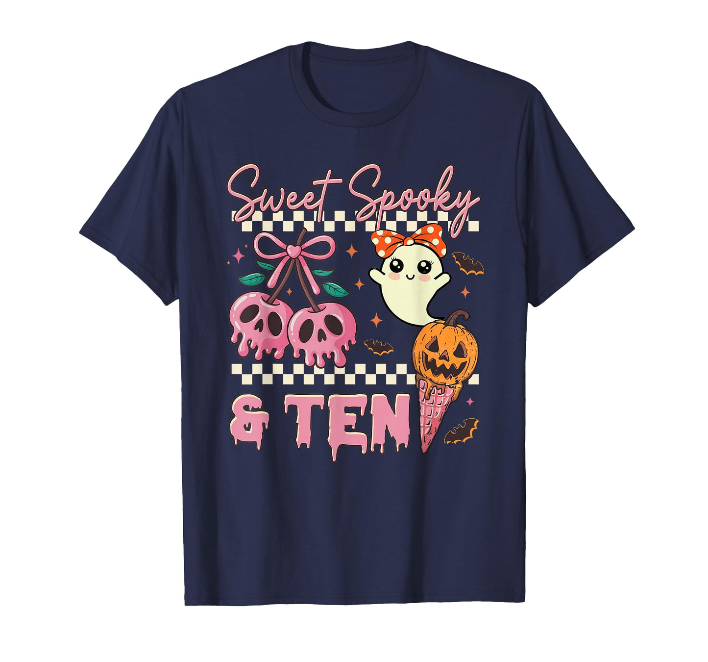 Sweet Spooky and Ten Cute Ghost 10th Birthday Halloween T-Shirt
