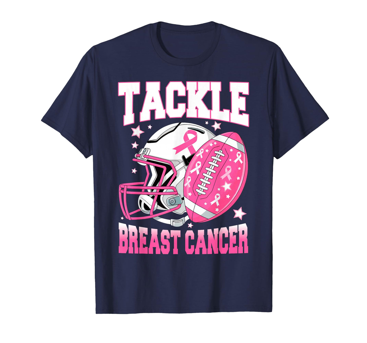 Tackle Breast Cancer Awareness American Football Pink Ribbon T-Shirt