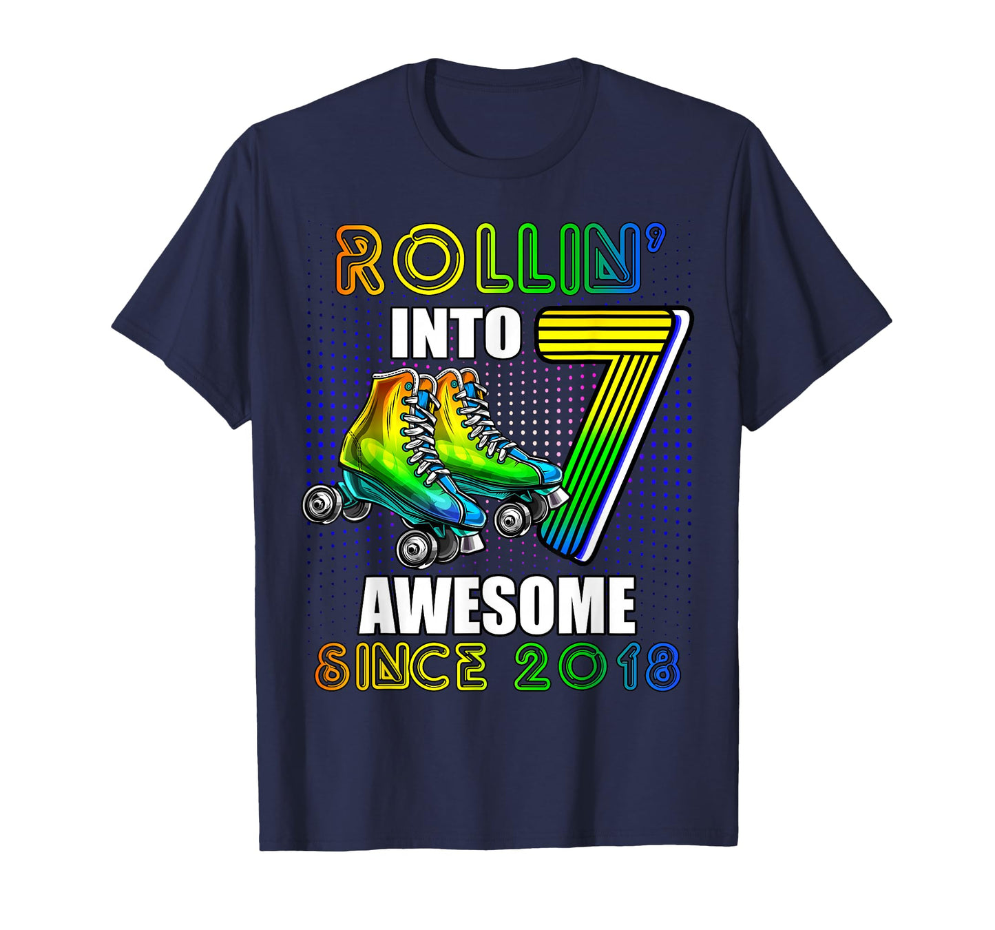 Birthday Roller Skating 7th Girls Rollin into 7 Skate Party T-Shirt
