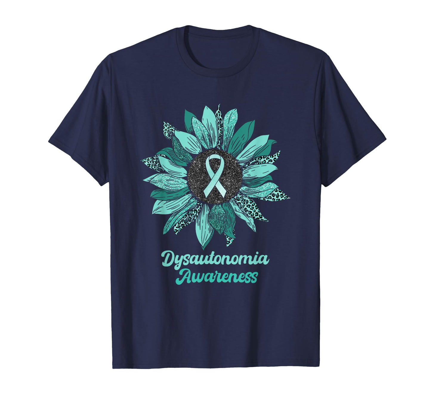 Leopard Sunflower Dysautonomia Awareness Warrior Support T-Shirt