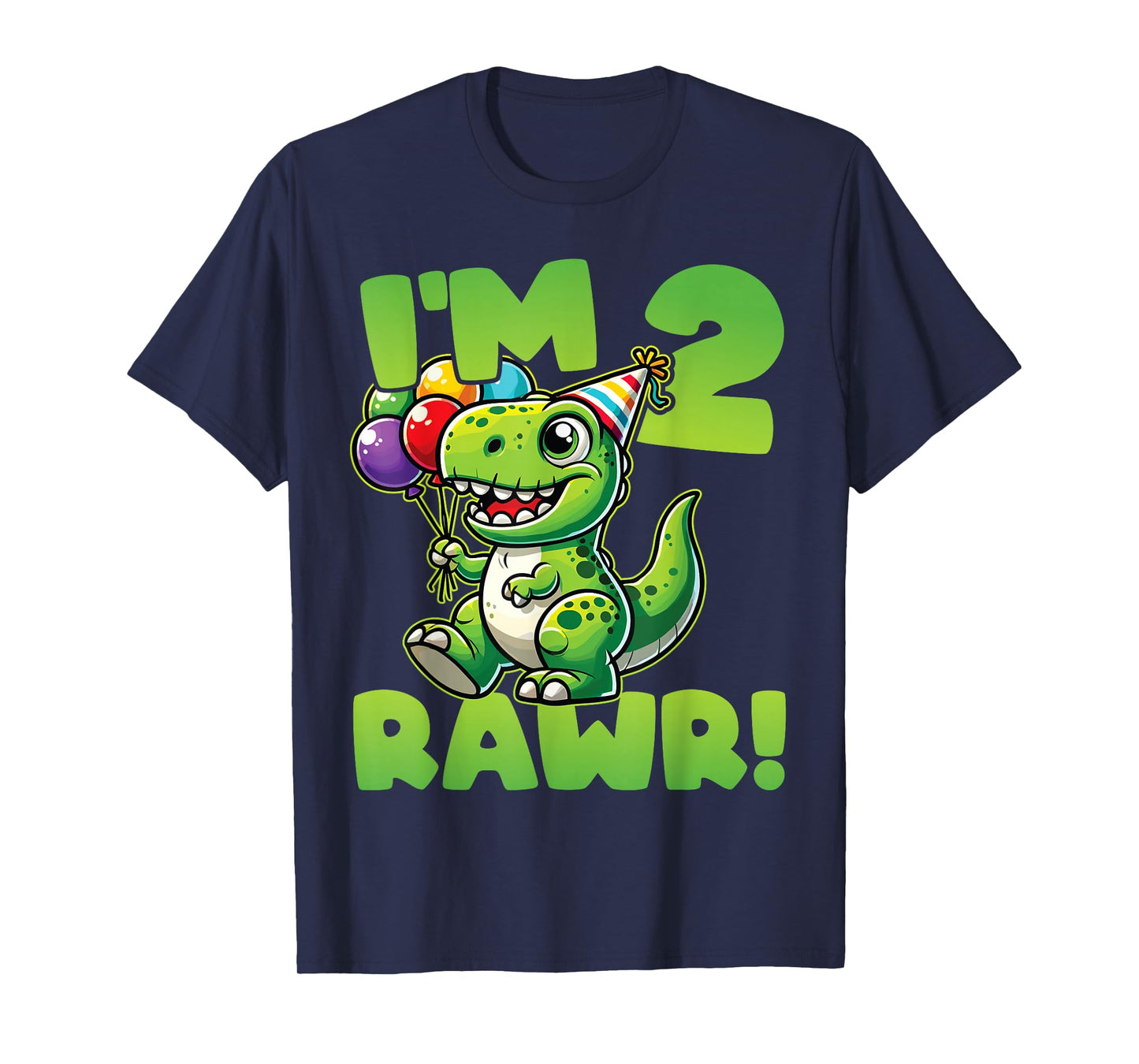 Dinosaur 2nd Birthday I'm Two Rawr Cute T-Rex Party T-Shirt