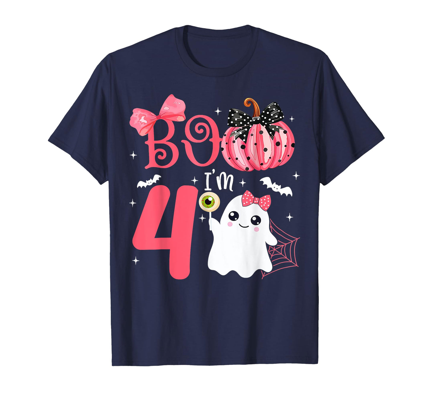 Boo I'm 4 Years Old Ghost 4rd Birthday Halloween Ghost Girls T-Shirt