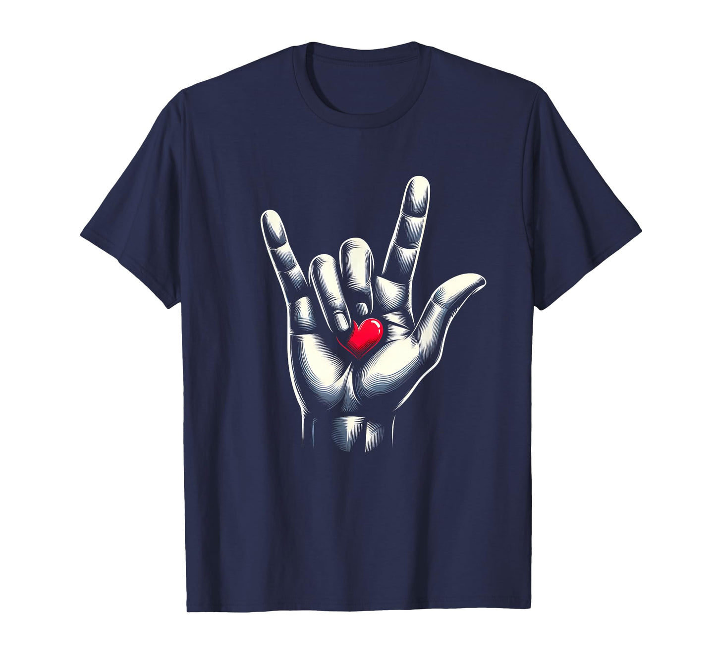 ASL I Love You Hand Sign Language Heart Valentines Day T-Shirt