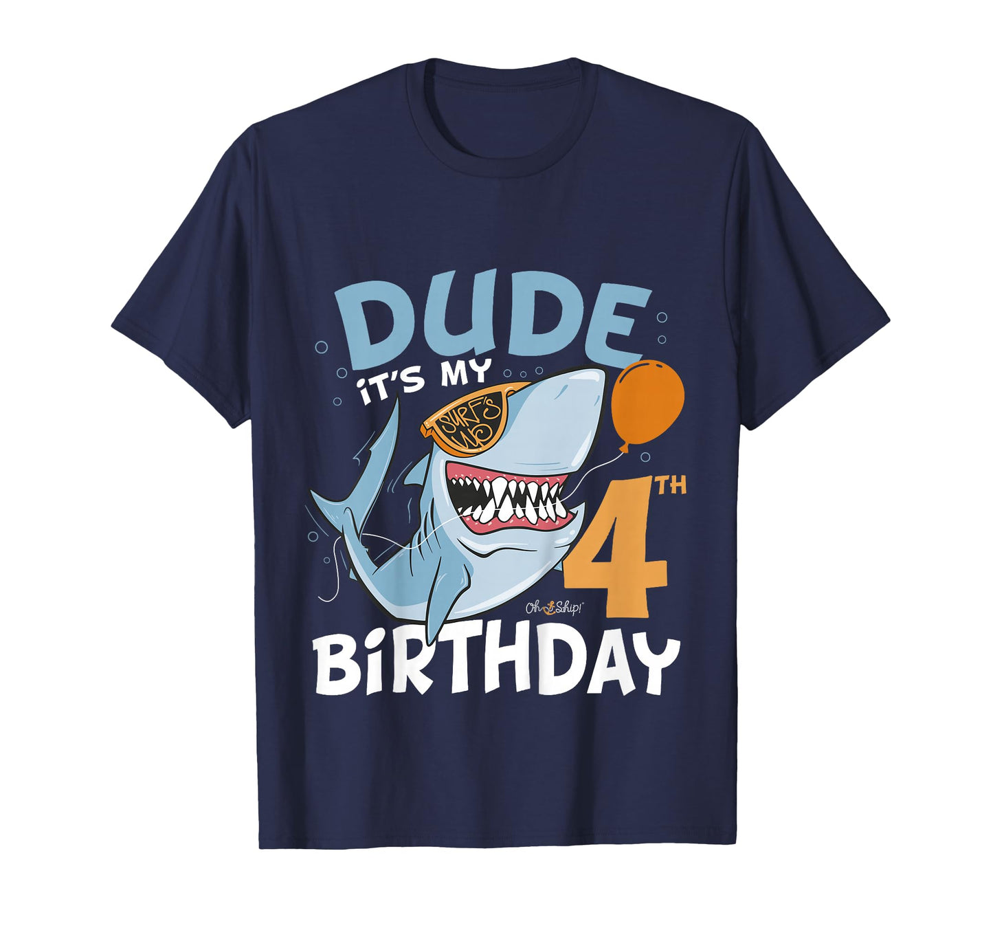 Kids Dude it's my 4th Birthday - 4th Shark Birthday Boy 4th T-Shirt