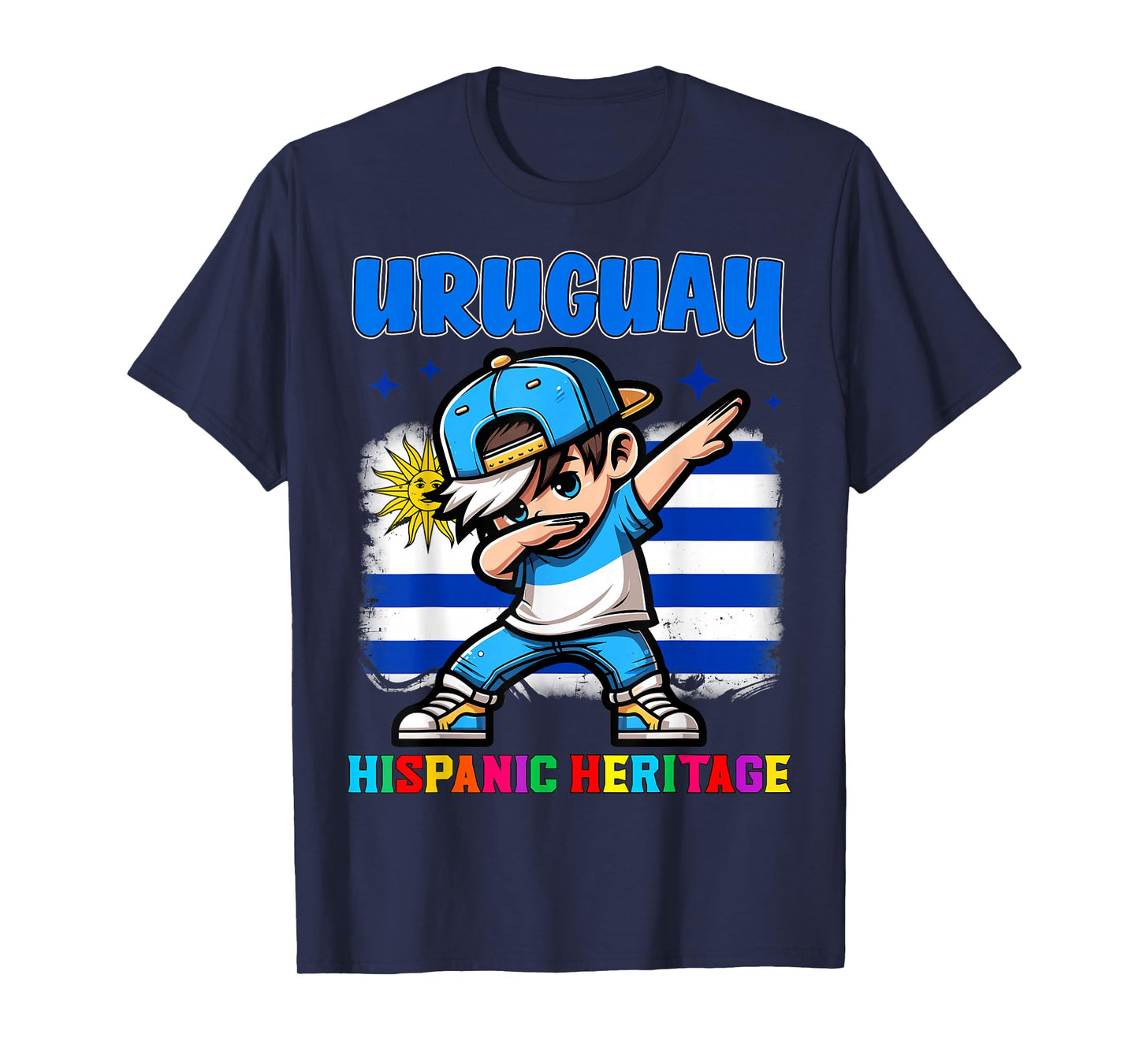 Uruguay Dabbing Kid Hispanic Heritage Celebration for Kids T-Shirt