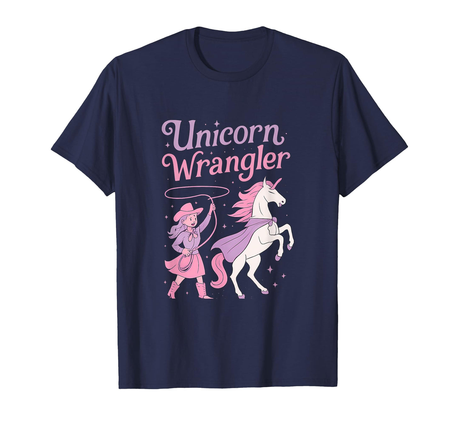 Unicorn Wrangler Cowgirl Magical Western Fantasy Art T-Shirt