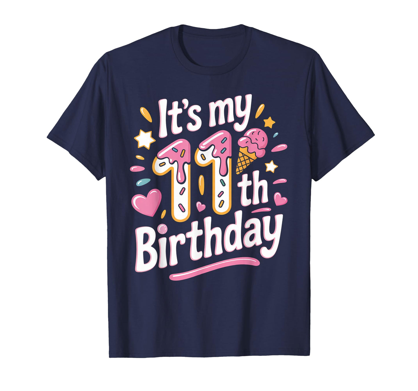 Ice Cream 11th Birthday For Girls 11 Year Old Birthday T-Shirt