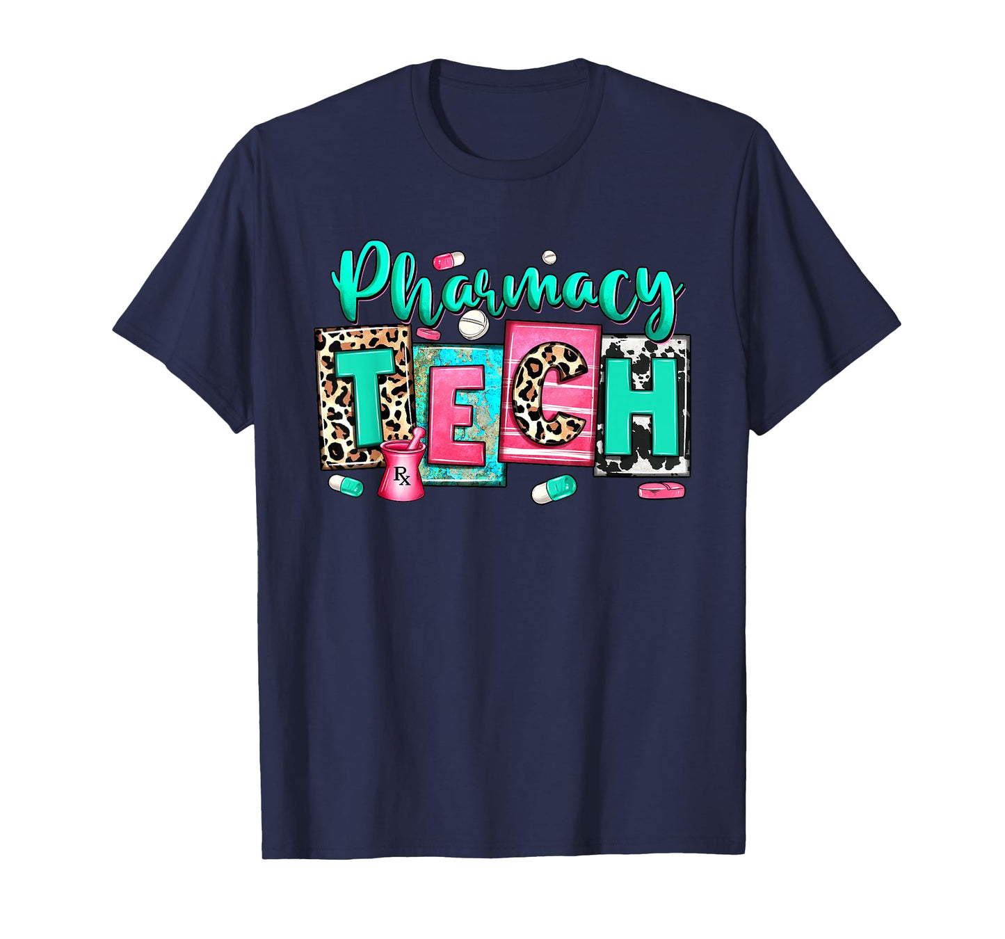 Women Pharmacy Tech Leopard Medical Pharmacy Technician Life T-Shirt