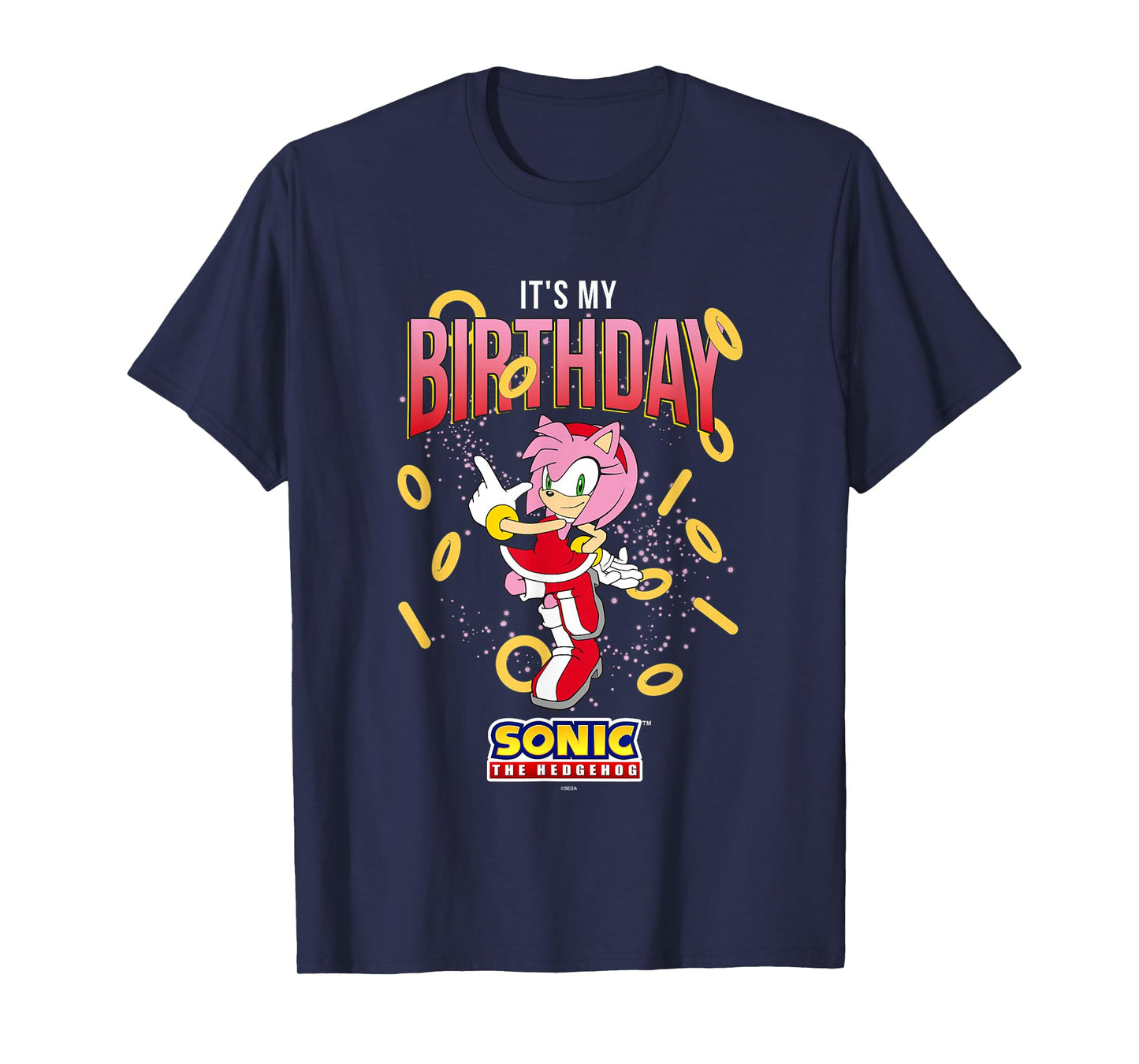 Sonic The Hedgehog Birthday It's My Birthday Amy Rose Rings T-Shirt