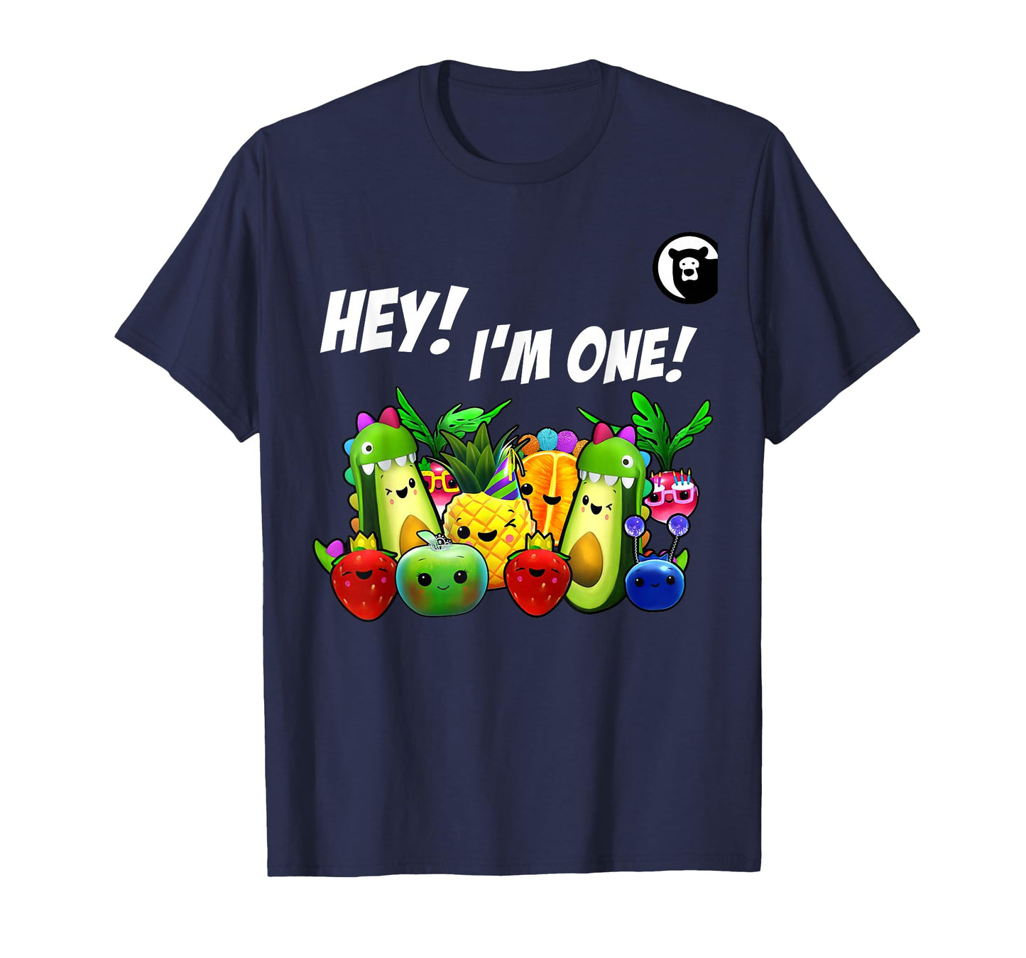 Hey I'm One Birthday Boy Funny Fruit Birthday Hey Bear T-Shirt