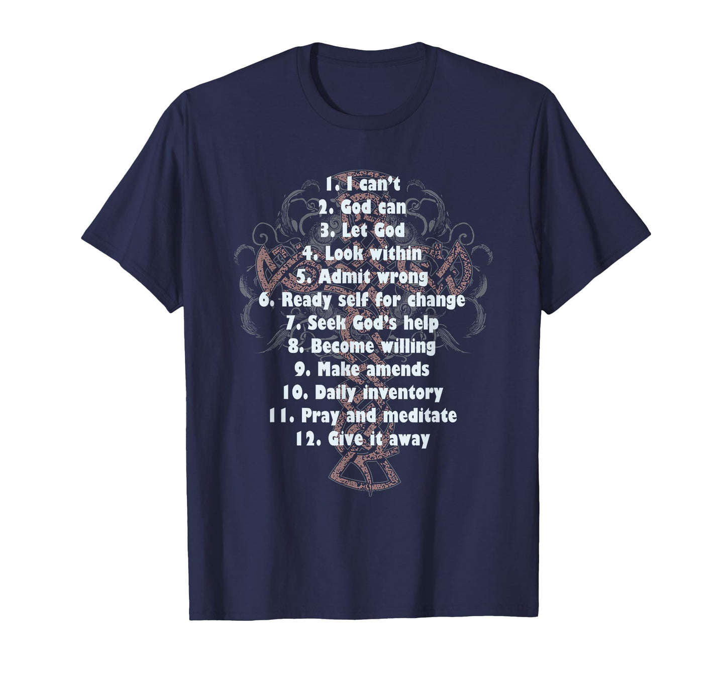 philosophy Celebrate Recovery Christian Cross 12 Step Guide Tee T-Shirt - Unisex, Black, Small, Short Sleeve, Classic Fit, Cotton 90% Polyester 10%