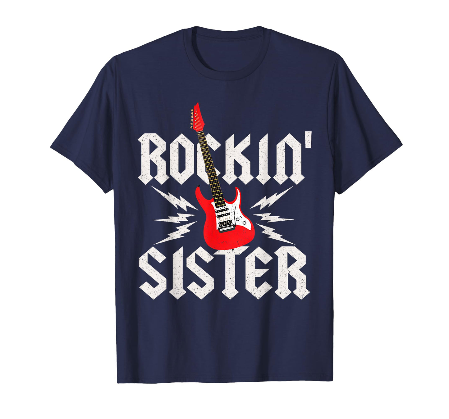 Sister Rockin One Birthday Family Matching Rock Guitar T-Shirt