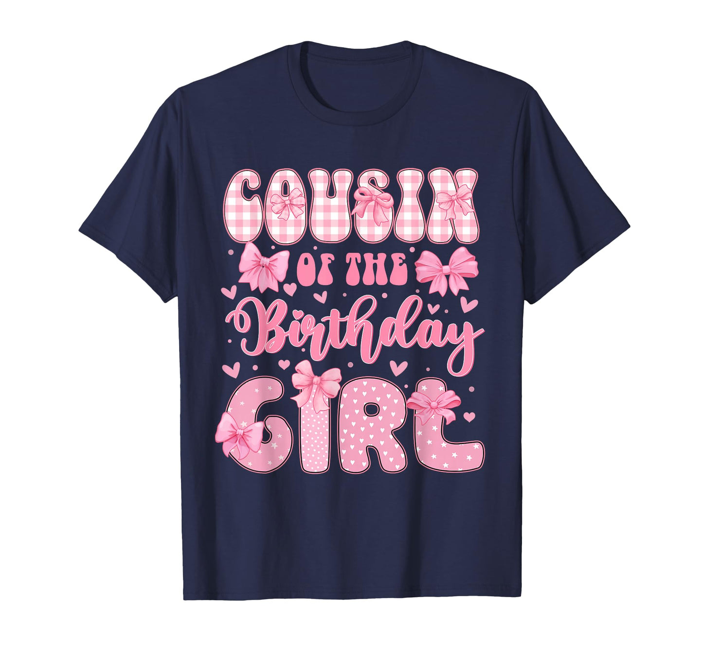 Cousin Of The Birthday Girl Family Pink Coquette Bow Bday T-Shirt