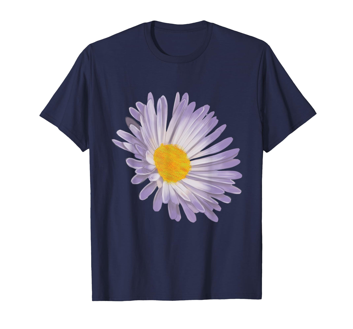 Purple Aster Flower, Handpainted Style Graphic Daisy T-Shirt T-Shirt