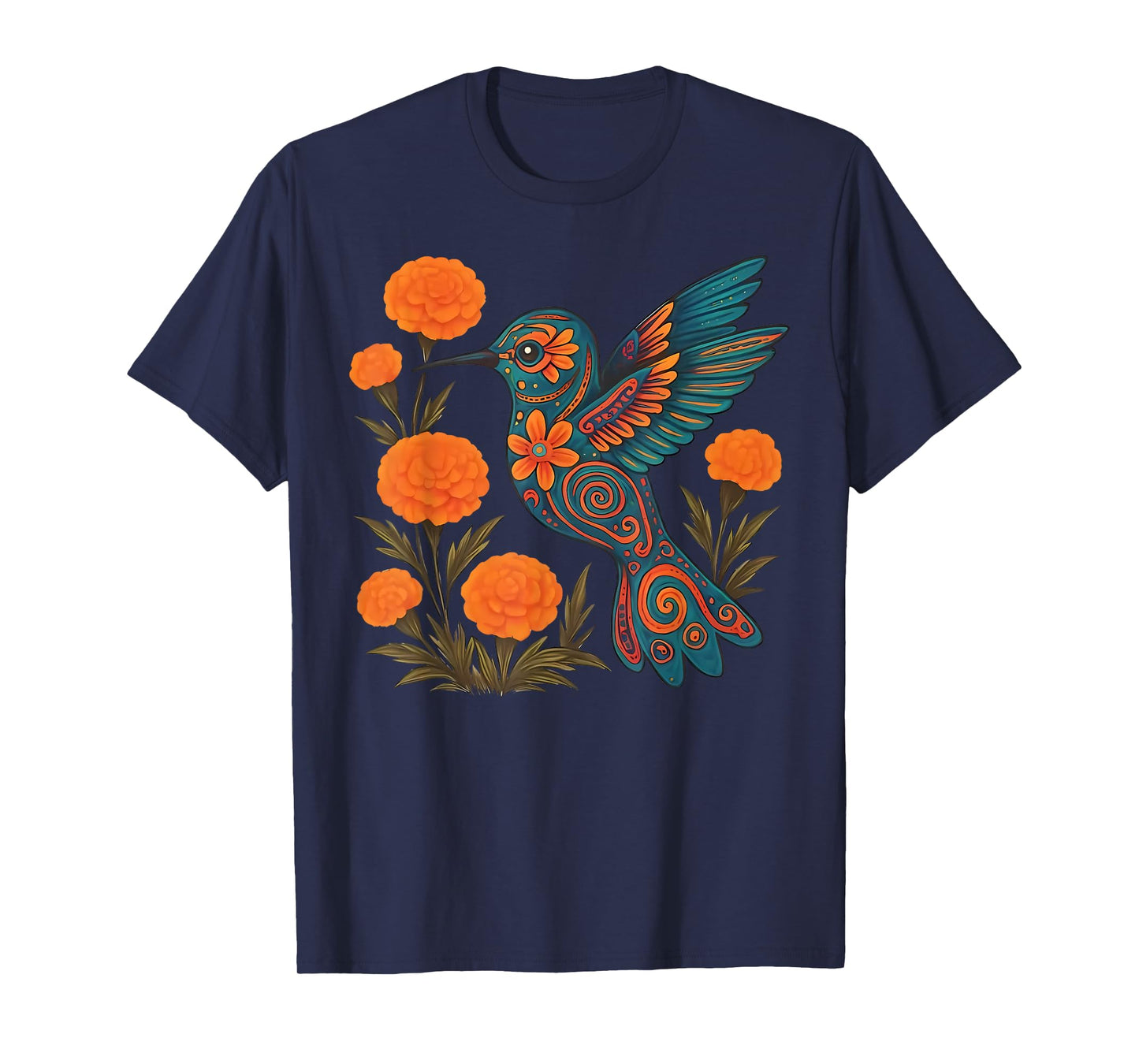 Alebrije Hummingbird Flower Mexican Folk Art Bird Nature T-Shirt