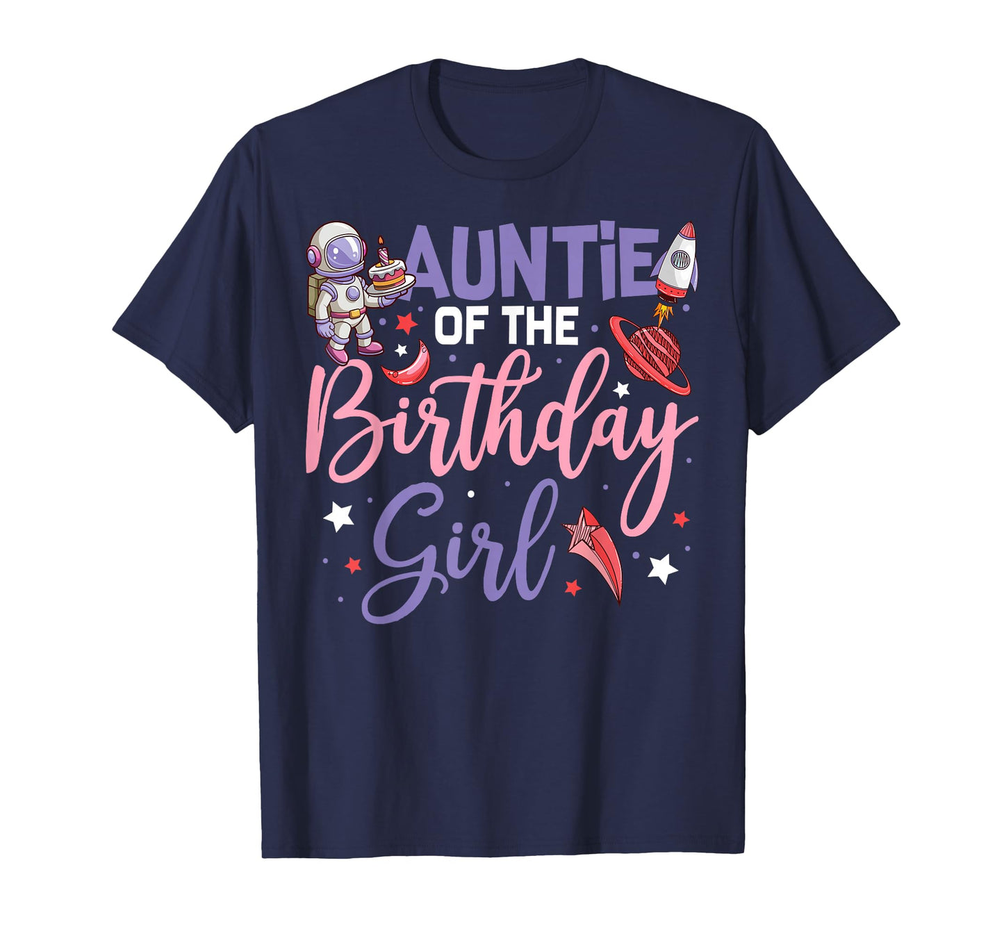 Two The Moon Auntie Of the Birthday Girl Astronaut Family T-Shirt