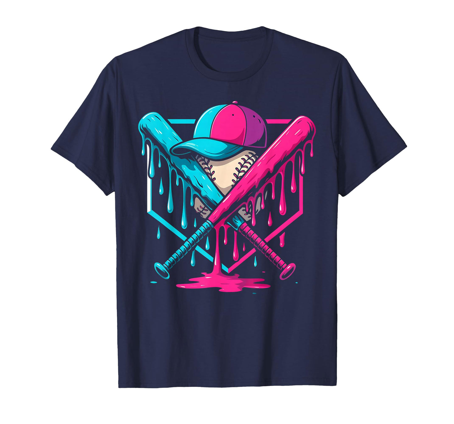 Baseball Ice Cream Drip Youth Home Plate Baseball Boys T-Shirt